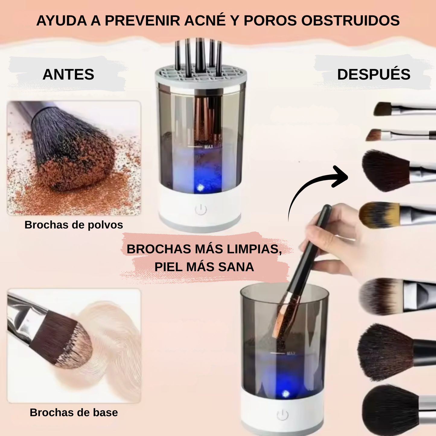 Limpiador eléctrico de brochas de maquillaje