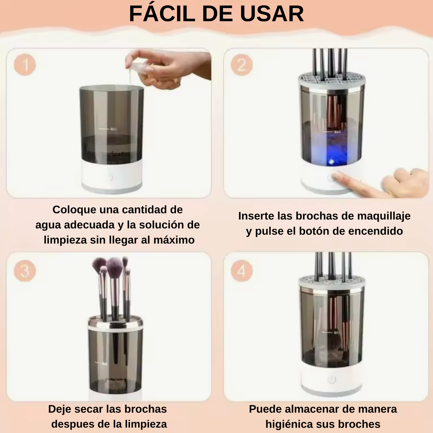 Limpiador eléctrico de brochas de maquillaje