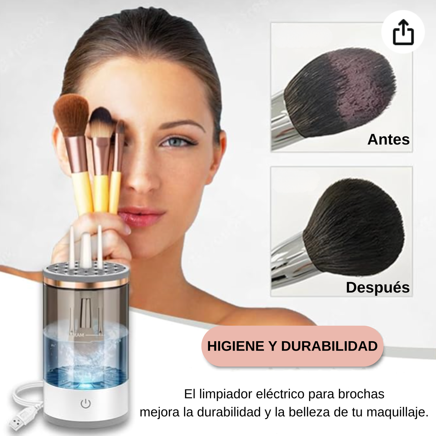Limpiador eléctrico de brochas de maquillaje
