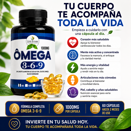OMEGA 3-6-9 1000Mg 60 capsulas! Cuida tu corazón, cerebro, articulaciones y piel!