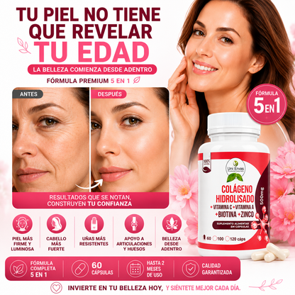 Colágeno Hidrolisado, Biotina y Vitaminas A+C Formula Premiun!